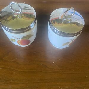 Vintage Royal Worcester Porcelain Egg Coddlers Set of 2 Peach & Berry Design